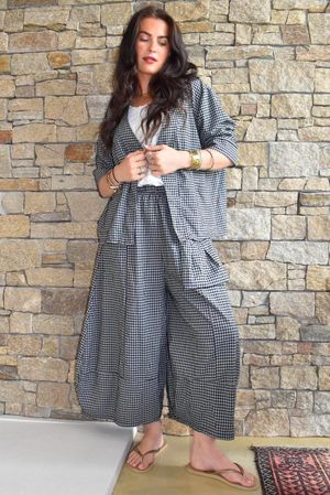 Arbi Gingham Pocket Culotte Pant Black